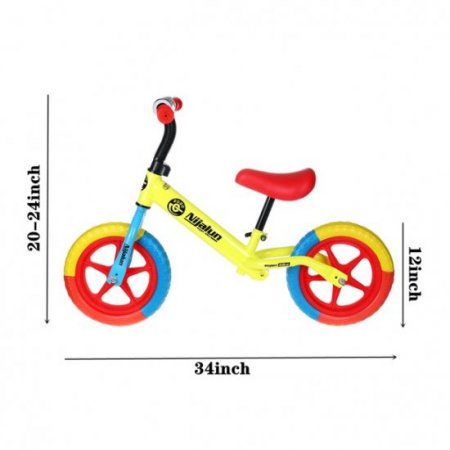 S-morebuy 12 Inch Children Balance Bike Boys Girls Bike Balance Bicycle for 2-6 Years Old Kids Learning Walker Outdoor Sports No Pedal Bicycle