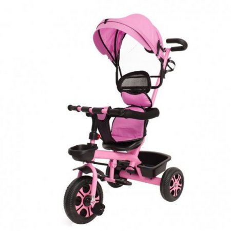 Vingtank Children Trike, 4 in1 Baby Kids Trike Girls Push Along Tricycle Toddlers 3-Wheel Pedal Bike -Pink