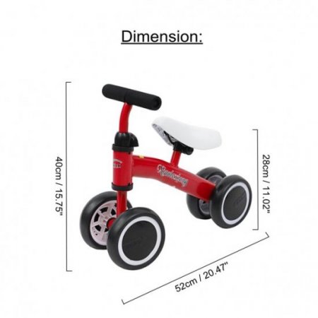 KUDOSALE Baby Balance Bike Bicycle Riding Toys for Kids 1-3 Year Old, No Pedal 4 Wheels Infant First Birthday Gift Children Walker Toddler Bike for 10-36 Months Boys Girls