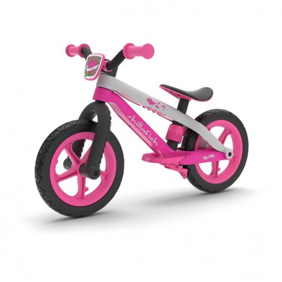 Chillafish Chillafish Bmxie 2 lightweight balance bike with integrated footrest and footbrake, for kids 2 to 5 years, 12\" inch airless rubberskin tires, adjustable seat without tools, pink