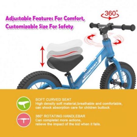 Hoverheart Hoverheart no pedal kids toys baby balance bike child push along walking bike (Blue)