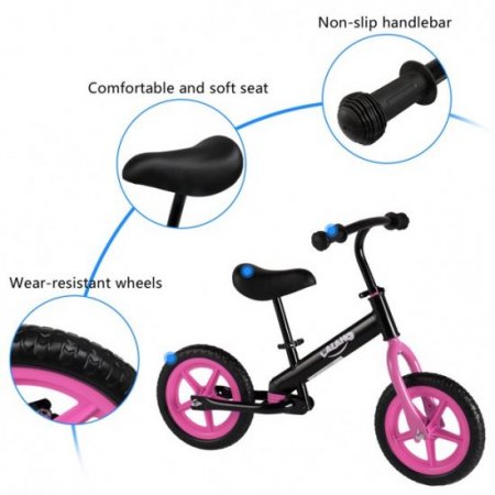 Linen Purity Linen Purity Kids Balance Bike, Toddler No-Pedal Balance Bike for 2 - 5 Years Old, Lightweight Training Bike with Adjustable Seat, Pink