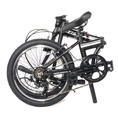 ZiZZO Campo 20 inch Folding Bike with Shimano 7-Speed, Adjustable Stem, Light Weight Aluminum Frame (Black)