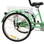 Single Speed Adult Tricycle 24" Wheeled Bicycle for Shopping, Comfort Cruiser Bike for Men & Women, with Soft Padded Seat Backrest,Dark Green