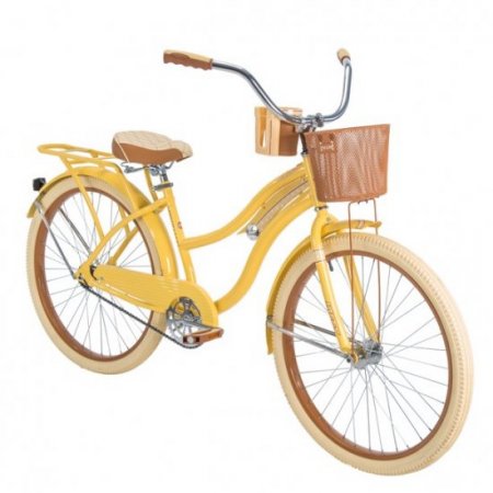 Huffy, Nel Lusso Classic Cruiser Bike with Perfect Fit Frame, Women's, Yellow, 26"