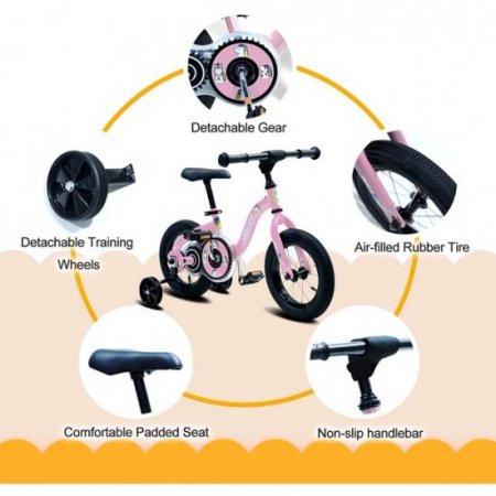 Uenjoy Uenjoy 2 in 1 Kids Bike&Balance Bike with Detachable Training Wheels,12