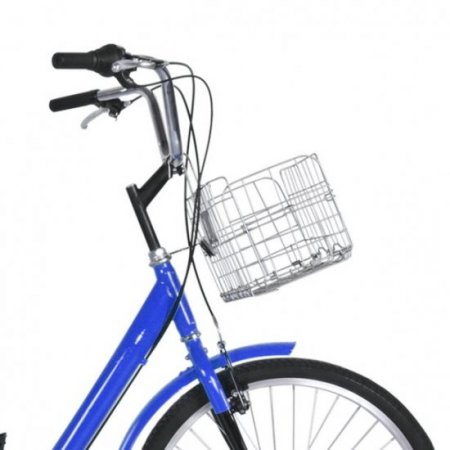 houssem 24" Blue Adult Tricycle Trike w/Large Rear Storage Basket for Riding and Shopping-7 Speed