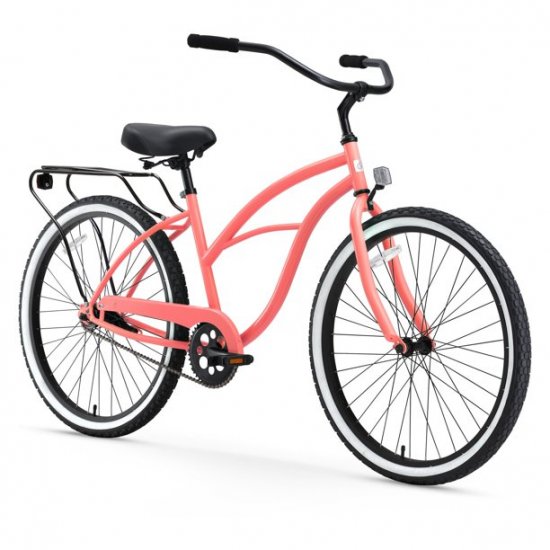 sixthreezero Around The Block Women\'s Single-Speed Beach Cruiser Bicycle, 26\" Wheels, Coral