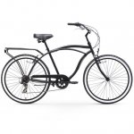 sixthreezero Around the Block Men's 7-Speed Beach Cruiser Bicycle with Rear Rack, 26" Wheels, Matte Black