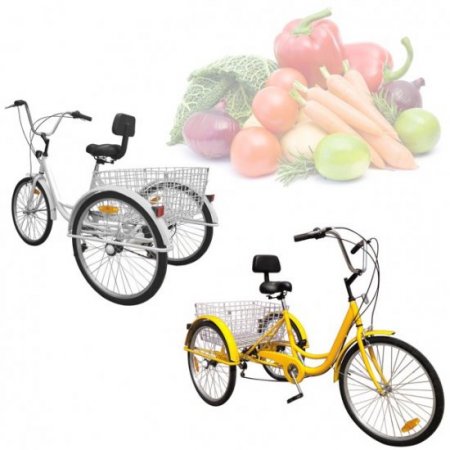 Mad Hornets 7-Speed 24" Adult 3-Wheel Tricycle Cruise Bike Bicycle With Basket Lock