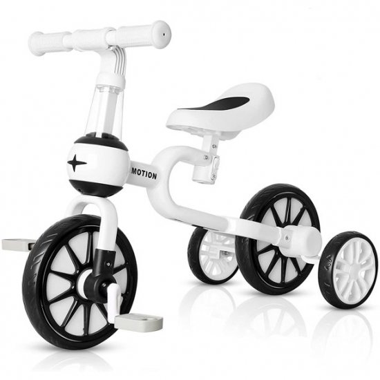 VOKUL 3 in 1 Kids Balance Bike with Detachable Pedals,Baby Walking Tricycle/Bicycle for 1-4 Years Old Toddler , Boys & Girls Trike 3 Wheel Bike Trikes for Toddler (BlkWht)