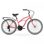 sixthreezero Around The Block Women's 21-Speed Beach Cruiser Bicycle, 26" Wheels, Coral