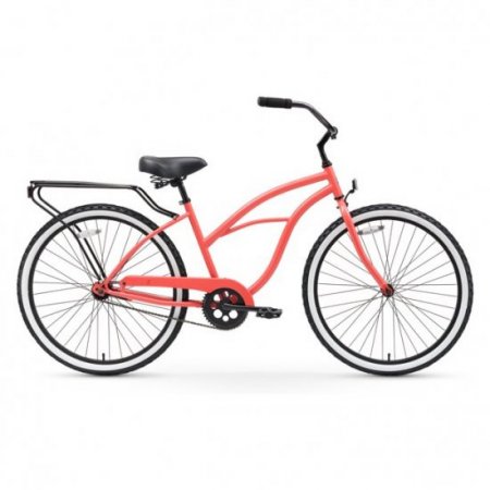 sixthreezero Around The Block Women's Single-Speed Beach Cruiser Bicycle, 26" Wheels, Coral