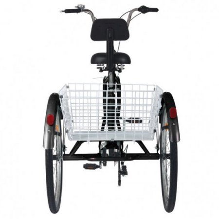 3 Wheel Bikes Adult Tricycles 7 Speed Adult Trikes 24 Inch Three-Wheeled Bicycles Cruise Trike with Shopping Basket for Seniors