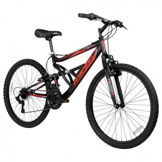 Hyper Bicycles 26\" Shocker Men\'s Dual Suspension Mountain Bike, Black