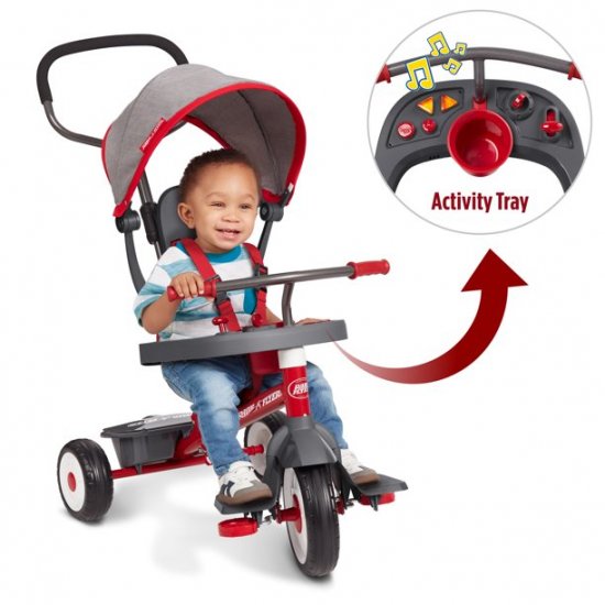 Radio Flyer Radio Flyer, 4-in-1 Stroll \'n Trike with Activity Tray, Red & Gray