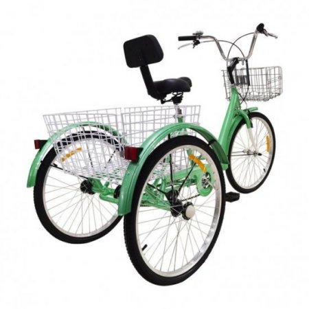 Adult Tricycles 7 Speed, Adult Trikes 24 inch 3 Wheel Bikes, Three-Wheeled Bicycles Cruise Trike with Shopping Basket for Seniors, Women, Men - Dark Green