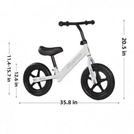 KUDOSALE 12" Kids Balance Bike for 2-6 Year Olds with Rubber Tires, Adjustable Seat, Easy Step Through Frame Bike for Boys and Girls, No Pedal Toddler Bike, Lightweight Kids Bicycle