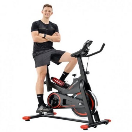 Indoor Exercise Bike, Stationary Cycling Bike, Silent Belt Drive Stationary Bike with LCD Monitor & Comfortable Seat Cushion, Home Bicycle Machine with 22lbs Heavy Flywheel, 265lbs Max Weight, B1604