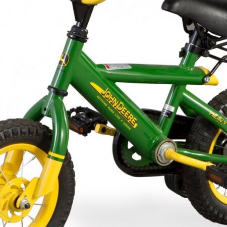 John Deere 12" Boys Bicycle, Kids Bike with Training Wheels and Front Hand Brake, Green