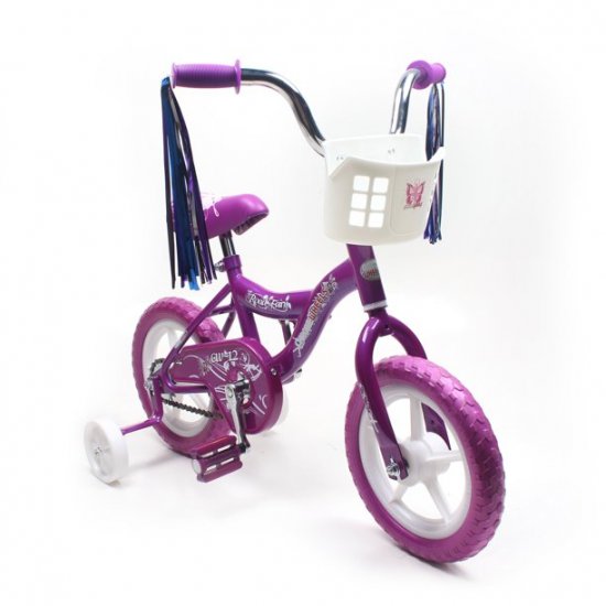 Wonderplay BMX 12\" Kid\'s Bike for 2-4 Years Old, Bicycle for Girls with Front Basket, EVA Tires with Training Wheels & Coaster Brake Purple