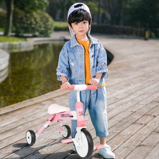 2-in-1 Foldable Children Tricycle, Toddler Tricycle for Children Aged 2 3 4