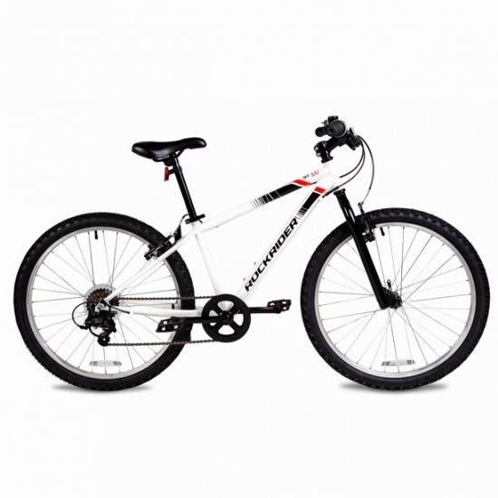 Decathlon - Rockrider Mountain Bike ST100, 24\", White, Kids 4\'5\" to 4\'11\"