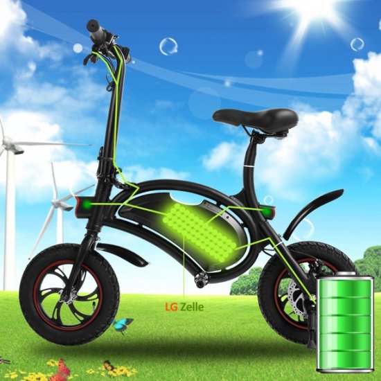 12\'\' Electric Blke, Commuter and Folding Bike 350W Motor Scooter with 15 Mile Range Max 15 MPH Bicycle E-Bike with 36V 6Ah Smart Lithium Battery, Dual Disc Brake, IPX5 Waterproof