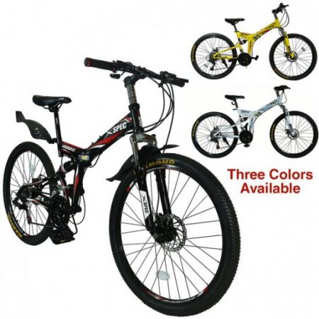 Xspec 7 Speed Folding Compact Mountain Bike, Black, 26"