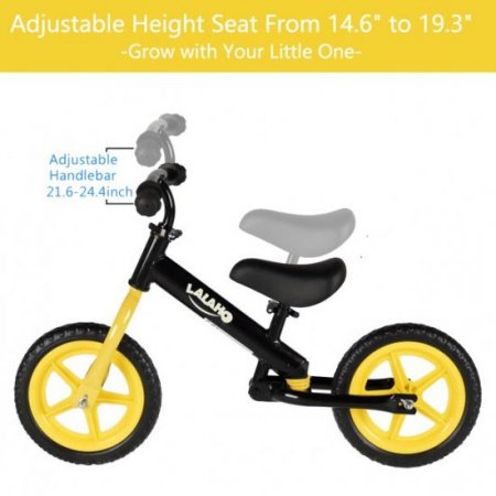 YOFE Toddler Balance Bike, YOFE Sport Balance Bike with EVA Wheel, No Pedal Bicycle for Kids Boys Girls 2-5 Years Old, Toddler Balance Bike for Backyard Park, Adjustable Seat and Handlebar, Yellow, R6769