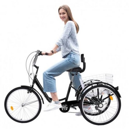 WMHOK-Black Adult Tricycle for Shopping W/Installation Tools