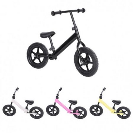 Walfront WALFRONT No-pedal Bicycle,Balance Bicycle,12inch Wheel Carbon Steel Kids Balance Bicycle Children No-Pedal Bike Black/Yellow/Pink/Silver