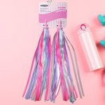 Hemoton HEMOTON A Pair of Children Bike Handlebar Ribbons Colorful Scooter Tassels(Pink and Purple)