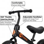 KUDOSALE 12" Lightweight Balance Bike, Kids No Pedal Sport Training Bicycle with Height Adjustable Seat, Push Walking Bike for Toddler & Children Ages 2 to 6 Years Kids Gift