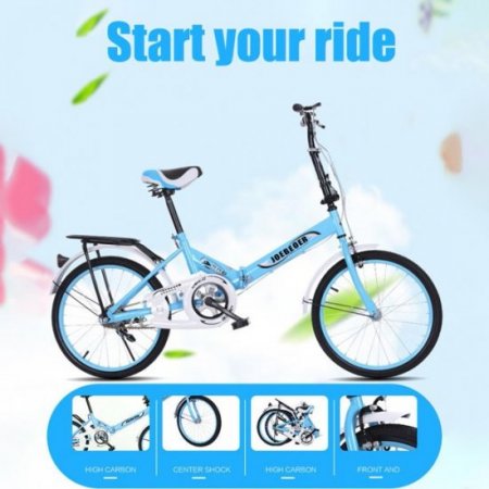 WMHOK-blue Folding 20in Adult Students Ultra-Light Portable Women's City Mountain Cycling