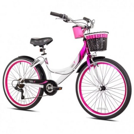 Susan G Komen 24" Multi-Speed Cruiser Girl's Bike, Pink/White/Black