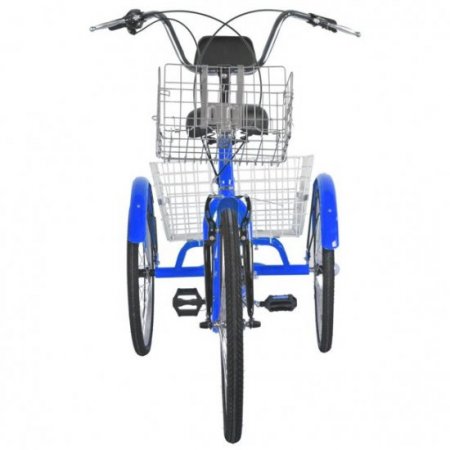 7 Speed 24"Adult 3-Wheel Tricycle,Tricycle Cruise Bike , 3 Wheel Bikes with Shopping Basket for Recreation and Shopping,Blue