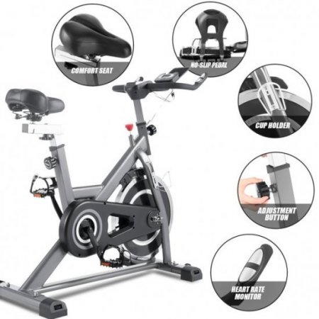 V.I.P. 49lbs with Virtual Riding APP Exercise Bike, Indoor Cycling Bike Belt Drive Stationary Bike with LCD Display, Heart Rate Monitor for Home Gym Fitness Cardio Workout