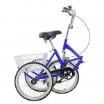 MotorGenic Adult Folding Tricycle Bike 3 Wheeler Bicycle Portable Tricycle 20" Wheels Blue