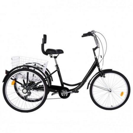 WMHOK-Black Adult Tricycle for Shopping W/Installation Tools