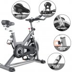 V.I.P. 49lbs with Virtual Riding APP Exercise Bike, Indoor Cycling Bike Belt Drive Stationary Bike with LCD Display, Heart Rate Monitor for Home Gym Fitness Cardio Workout