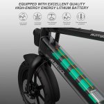 Murtisol 14"Electric Bicycles E-bike for Adult Aluminium Ebike Folding Bike 6AH Hidden Large Lithium Battery, 3 Digital Adjustable Speed, Foldable Handle Removable Battery Pedal Assist Power