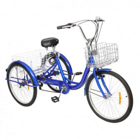 GoDecor 26" Wheel Adult Tricycles, with Shopping Basket, for Seniors, Women, Men, Blue