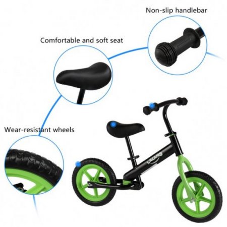 Gear Mechanical Kids Balance Bike Height Adjustable Green