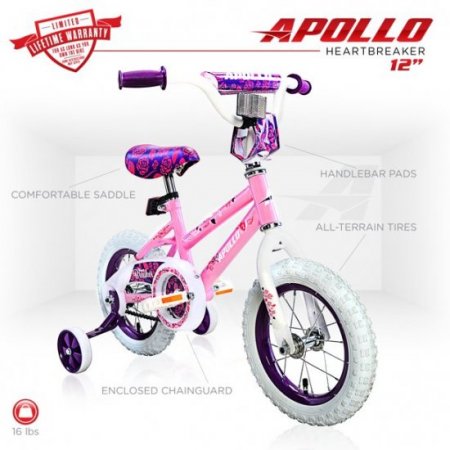 Apollo Heartbreaker 12" Kid's Bicycle, Pink