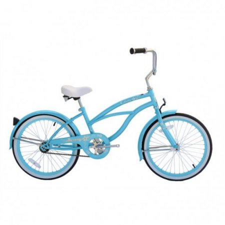 Wonder Wheels 20 Ft. Beach Cruiser Coaster Brake Single Speed Bicycle, Bike, Stainless Steel Spokes One Piece Crank Alloy Baby Blue Rims 36H - Baby Blue