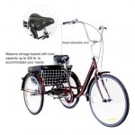 24" Adult Trike Tricycle 3-Wheel Bike w/Basket for Shopping, Double Wall Box, Shiny Red