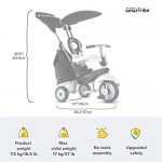 smarTrike Vanilla Plus 4 in 1 Adjustable Baby and Toddler Tricycle Push Stroller Bike with Canopy for Ages 15 Months to 3 Years, Black