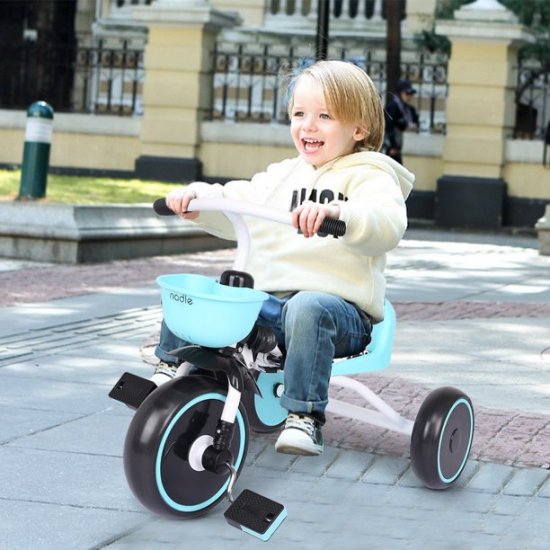 Kid\'s Foldable Tricycle Adjustable Seat Storage Box for 2-5 Age Blue