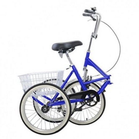 Mad Hornets Adult Folding Tricycle Bike 3 Wheeler Bicycle Portable Tricycle 20" Wheels Blue